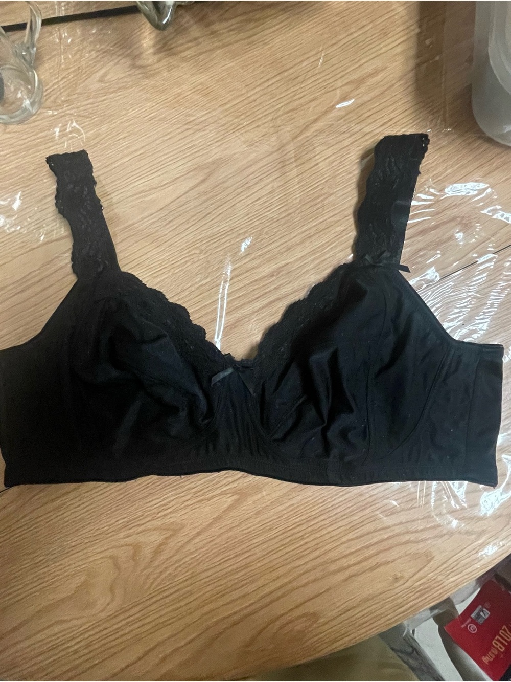 Black Lace-Trim Wireless Bra - new without tags